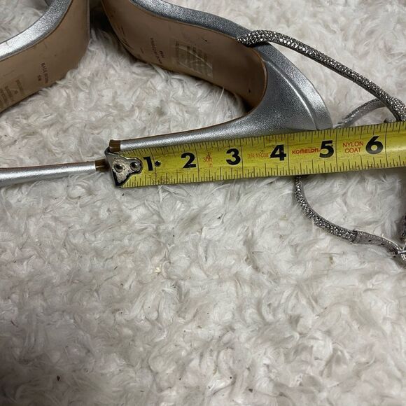 Steve Madden Metallic rhinestone Silver Ankle Strap Heels SZ10M - Picture 8 of 9